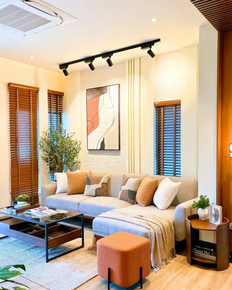 ตัวอย่างการแต่งห้อง นั่งเล่น ด้วยต้นไม้และการจัดวางเฟอร์นิเจอร์ โดย Livingstyle Studio