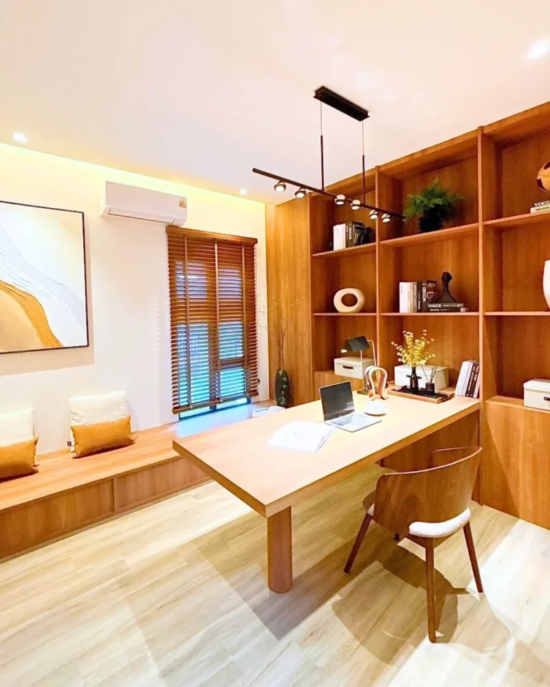 ตัวอย่างการแต่งห้องทำงานด้วยต้นไม้และการจัดวางเฟอร์นิเจอร์ โดย Livingstyle Studio
